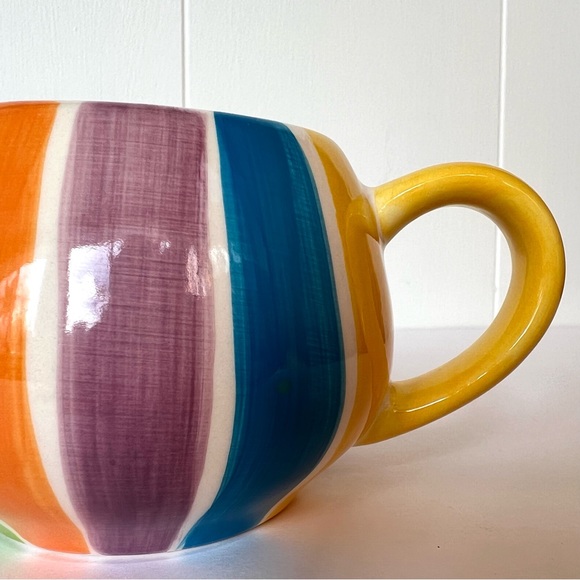 Vintage Hand Painted Cabana Stripes Sugar & Creamer Canhome Thailand - Picture 11 of 11